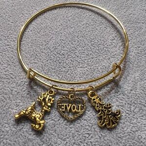 Custom made stainless steel bangle bracelet with cute Christmas charms